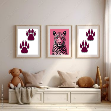 Groovy Retro Pink Cheetah Wall Art - 3 Set | Girly Leopard Poster Print Aesthetic/ Dorm Room & College Apartment Bedroom Decor for Clean Girl